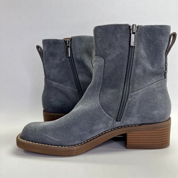Lucky Brand Women's Kazey Square Toe Bootie in Gray Suede Block Heel - Picture 6 of 16